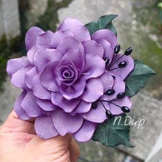 Hoa cài áo vải gấm 2 mặt cao cấp 12-14cm
