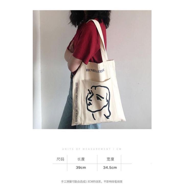 Túi xách đeo vai vải canvas thiết kế dễ thương cho học sinh