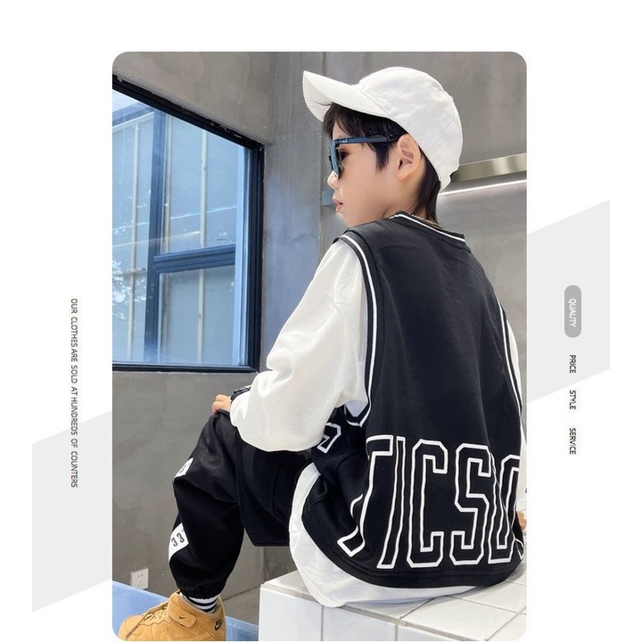 Áo thun Cotton dáng rộng giả hai lớp thời trang cho bé
