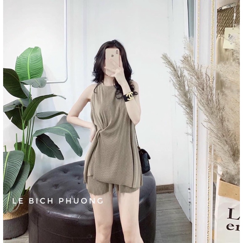 SET Áo dập ly xoắn thời trang kèm Quần short ngắn⚡️5 màu ảnh thật | BigBuy360 - bigbuy360.vn