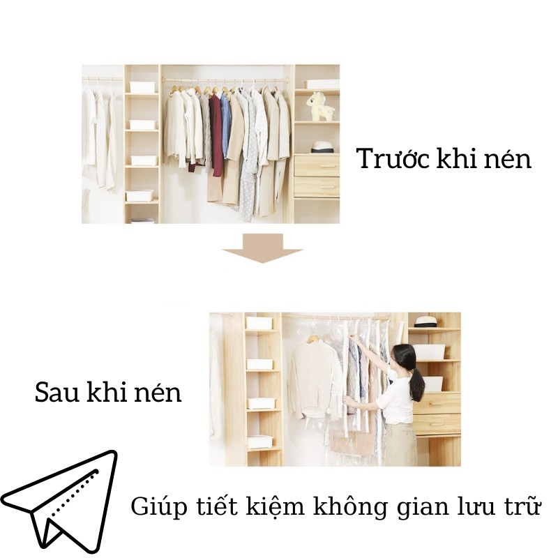 Túi Bọc Quần Áo Treo Tủ Có Móc Hút Chân Không Bảo Vệ Quần Áo Mila Store