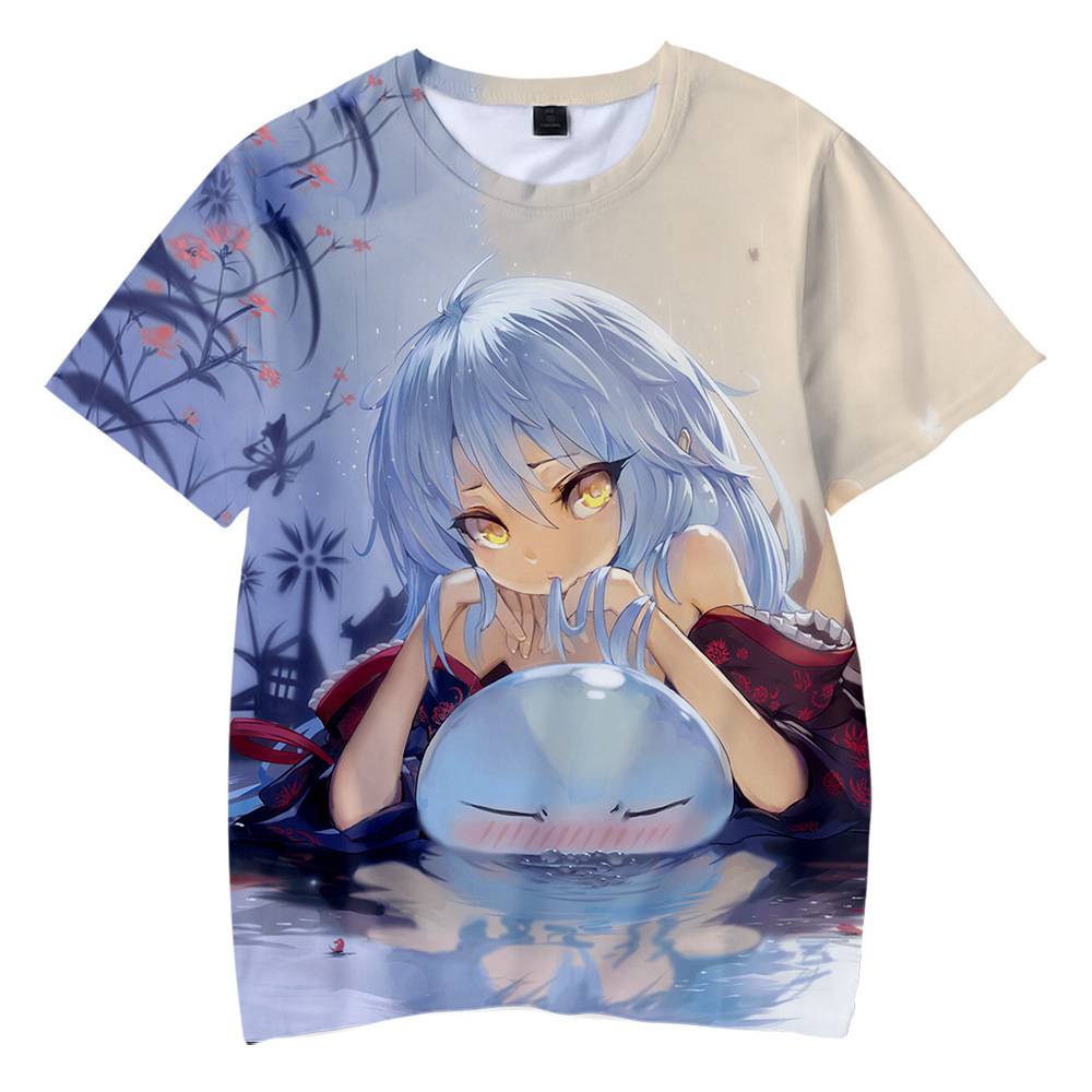 Áo thun tay ngắn dáng rộng in họa tiết anime Rimuru Tempest thời trang dành cho nam và nữ