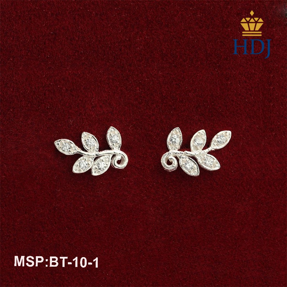 Khuyên tai nữ bạc hàn quốc hình lá Nguyệt Quế đính đá trang sức cao cấp HDJ mã BT-10-1 HÀng Đẹp
