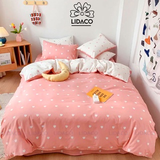 Bộ vỏ chăn ga gối cotton poly dùng 2 mặt Lidaco các mẫu decor phòng ngủ vintage đủ size nệm