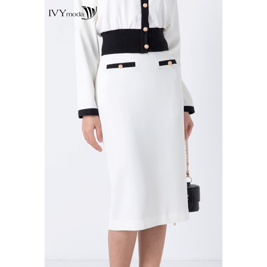 Chân váy bút chì phối màu IVY moda MS 31M6943