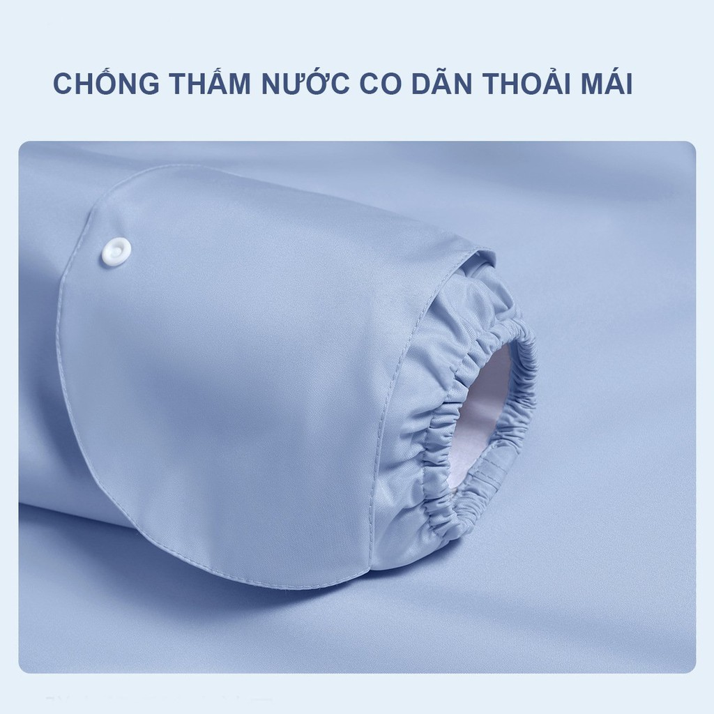 Áo mưa trùm 1 đầu có kính chắn phong cách Nhật Bản không xẻ có bao tay chống mưa lạnh vải dày chống thấm tốt