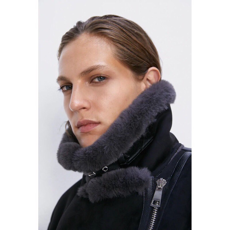 Áo khoác da lộn zara Authentic sz Xs newtag