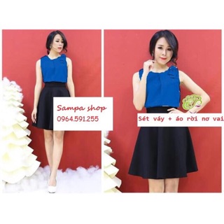 SET VÁY + ÁO RỜI NƠ VAI