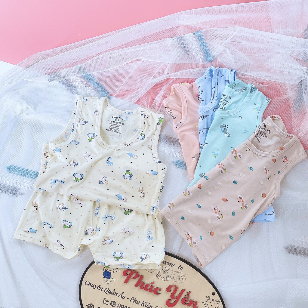 Sale !!! Bộ Ba Lỗ Chất Pettit  Thun Lạnh  Mềm Mại Cho  Bé_Nền Màu (7-17kg)(1513 ) shop Phúc Yến