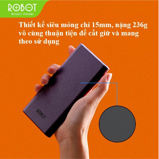 [G01] 10.000mAh ROBOT Pin Sạc Dự Phòng 10000mAh Màu Đen - 2 Output & 2 Input - RT170 - HÀNG CHÍNH HÃNG S034