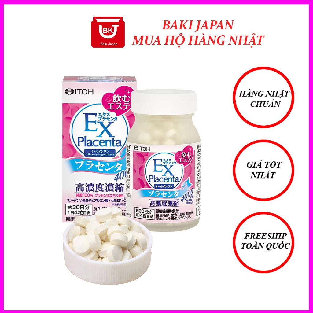 Collagen EX Placenta, Viên uống đẹp da nhau thai EX Placenta Itoh, viên uống bổ sung Placenta EX sô 1 Nhật Bản 120 viên