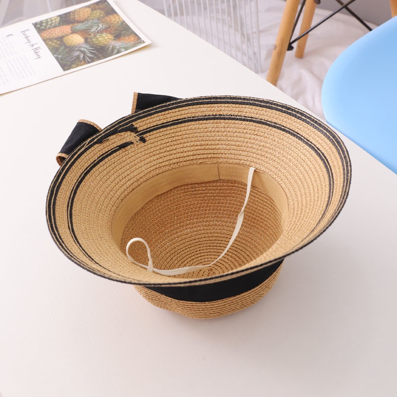 Nón cói đi biển thắt nơ bản lớn có size cho mẹ và bé 3 màu