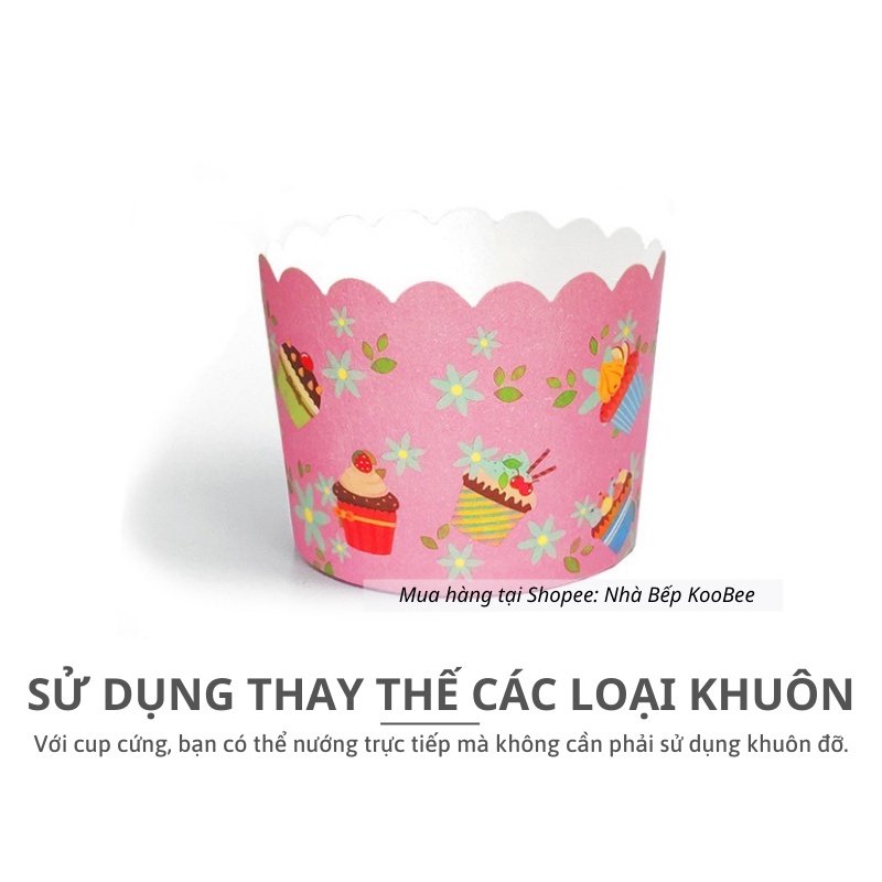 Set 50 lót khuôn Cupcake giấy cứng - Cup giấy làm bánh Muffin tròn chống dính chịu nhiệt(PKB07)