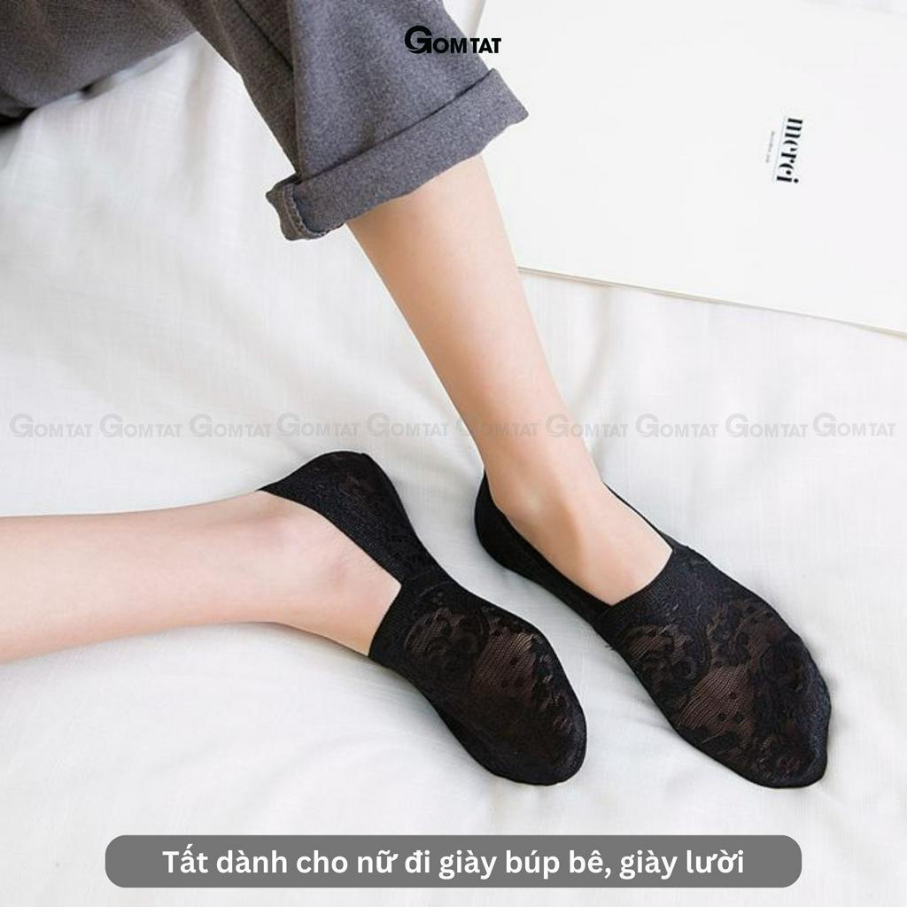 Tất lười nữ đi giày búp bê GOMTAT chất liệu lụa phối ren cao cấp, có bo thun chống tuột gót - LUAREN-PO-3028-1DOI