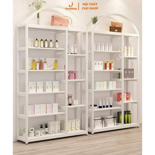 [Kho kệ cho shop] Kệ khung sắt mặt ván gỗ phủ melamin chống trầy  trưng đồ shop giày dép, mỹ phẩm, phụ kiện shop VNS-037