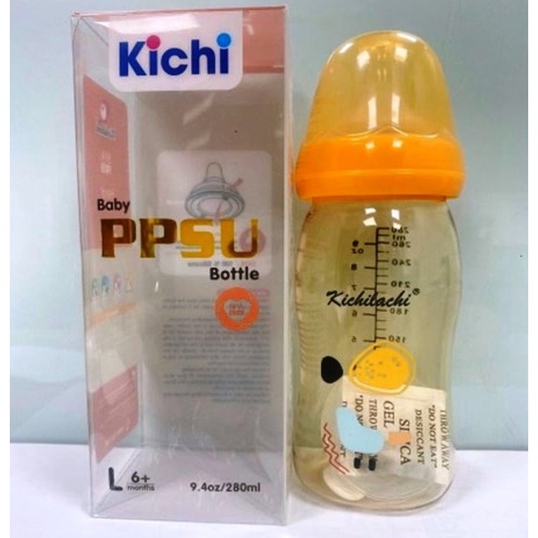 Bình sữa nhựa cao cấp PPSU cổ rộng Kichilachi Kichi - 90ml / 160ml / 280m