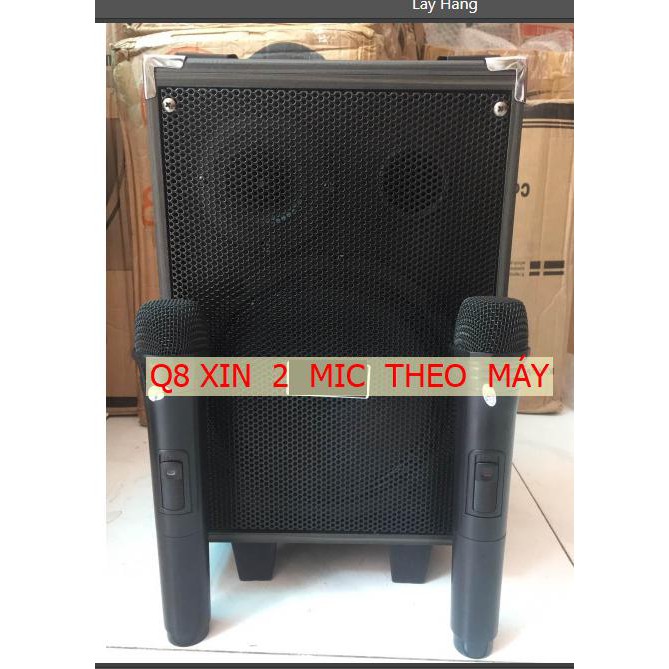 Loa kéo KARAOKE di động  Q6  Q8 2 tấc  1 2  mic 60W