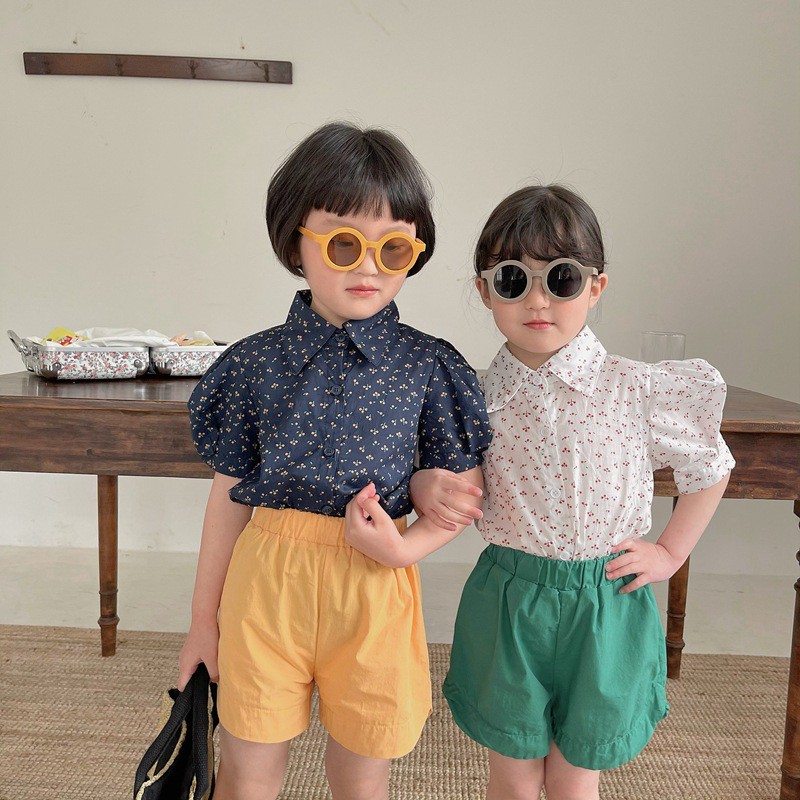 ÁO SƠ MI KIỂU TAY PHỒNG - ÁO KIỂU HÀN QUỐC BÉ GÁI