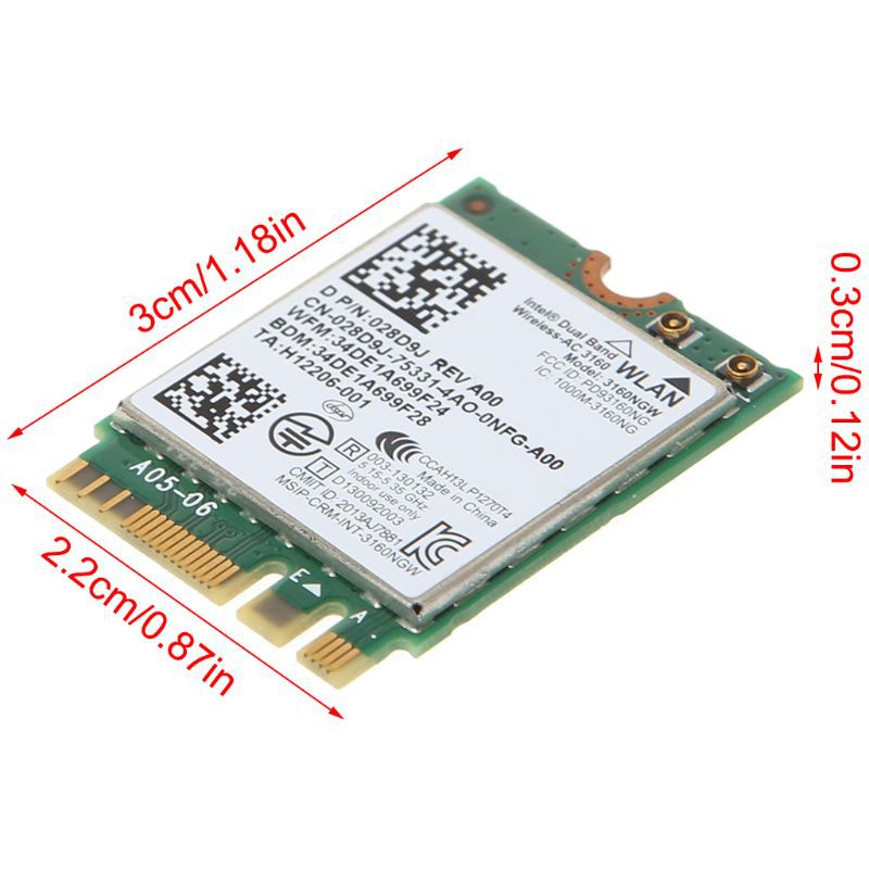 Card Wifi Không Dây Ac 3160 3160ngw Cho Dell