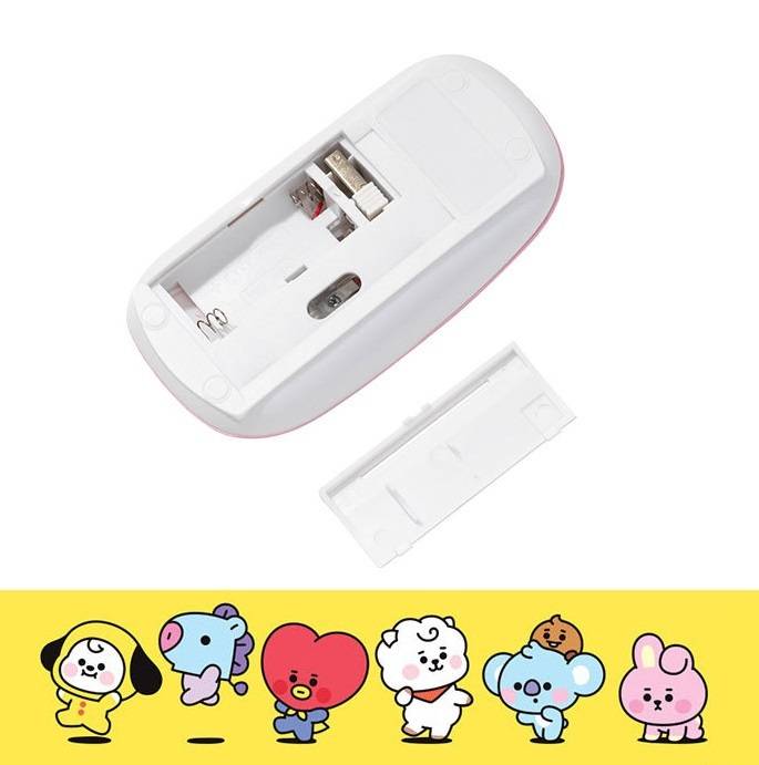 Chuột không dây yên tĩnh họa tiết CHIMMY COOKY RJ TATA BTS BT21 2021 dễ thương hỗ trợ USB cho máy tính/Macbook