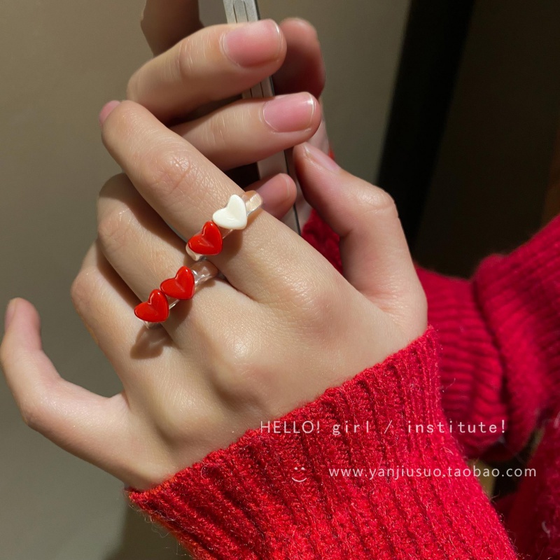 Nhẫn Acrylic Trong Suốt Ba Chiều Màu Sắc Tương Phản Phong Cách Nhật Hàn Dễ Thương Cho Nữ