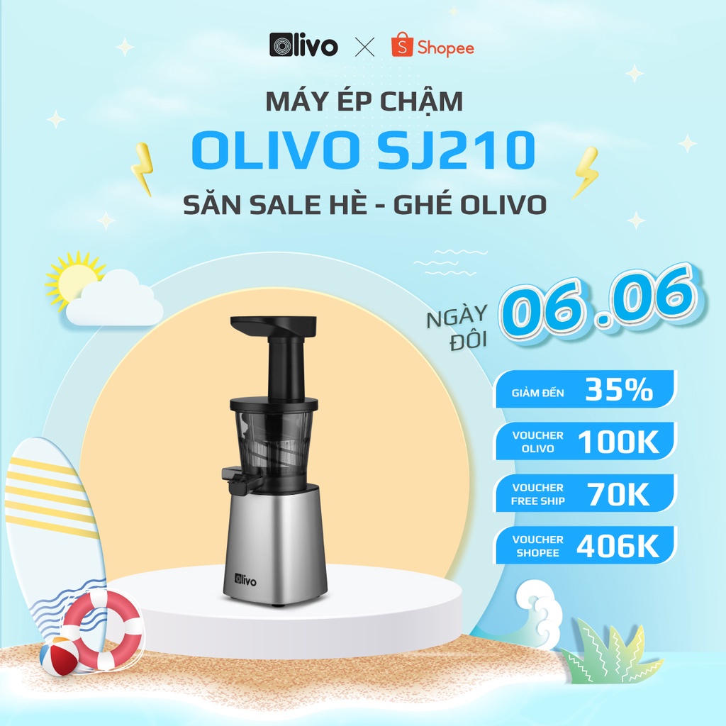 Máy Ép Chậm Olivo SJ 210 ⚡CHÍNH HÃNG - BH 24 THÁNG⚡ Máy Ép Trái Cây, Làm Kem Không Lo Kẹt Máy, Ép Nhanh Kiệt Bã 97%