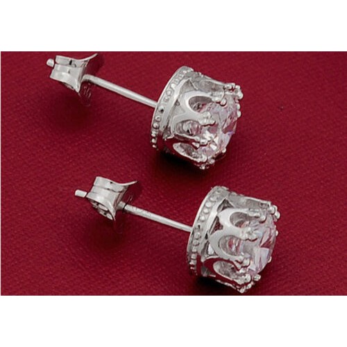 Khuyên tai kiểu vương miện đính đá pha lê thời trang cổ điển