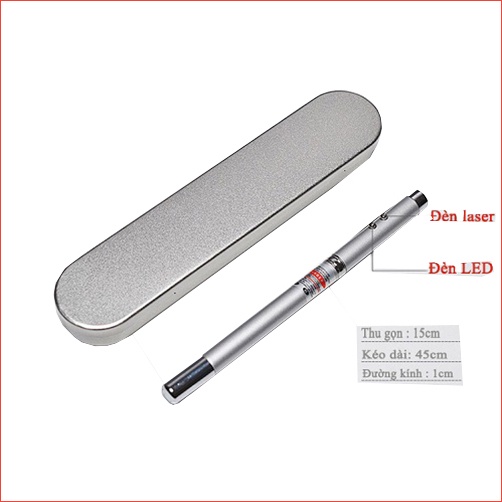 Bút chiếu Laser đỏ trợ giảng thuyết trình 4in1, bút Lazer chỉ bảng, slide powerpoint, bản đồ, bút Laze có đèn và anten