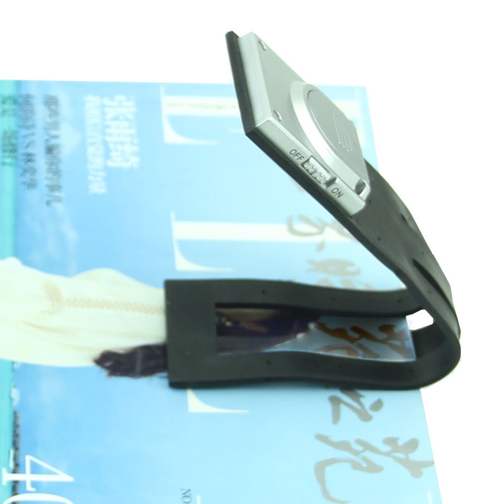 Portable Folding LED Clip Foldable Book Reading Light Flexible Plastic Bookmark Lamp Black