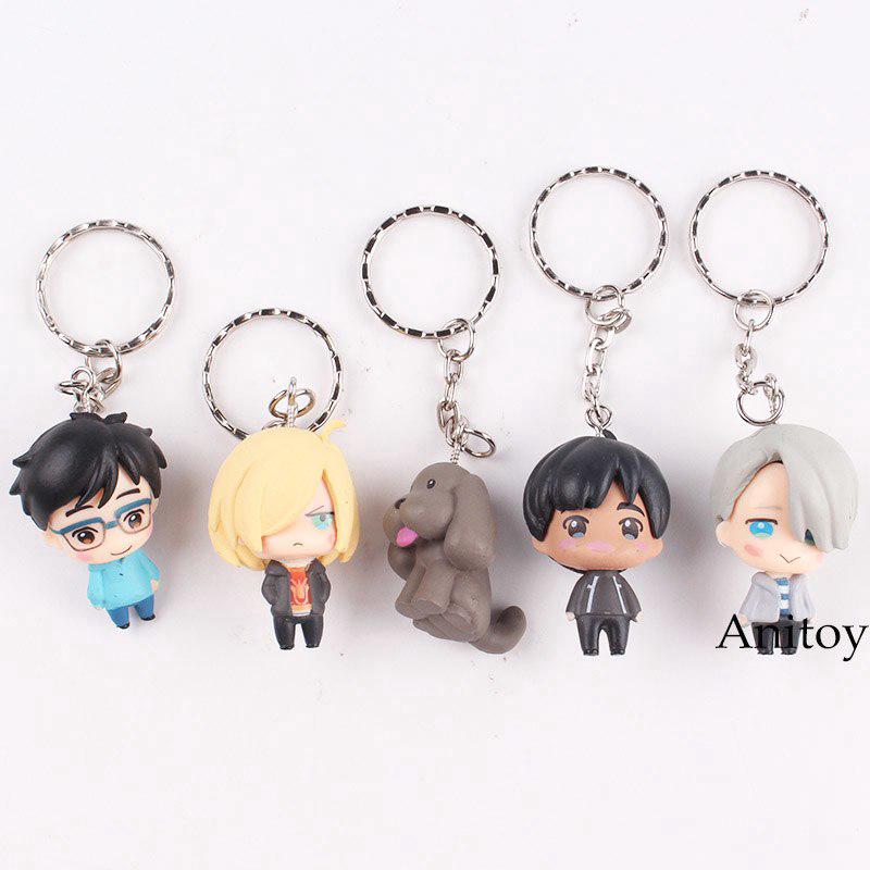 Bộ 5 móc khóa nhân vật yuri plisetsky katsuki victor nikiforov trong yuri On Ice