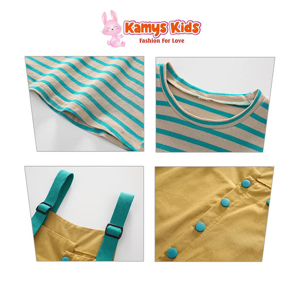 Bộ quần yếm áo cộc tay trẻ em KAMYS KIDS dễ thương cho bé gái từ 15-40kg