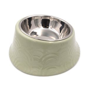 Chén ăn cho thú cưng TRUSTIE  PET BOWL WITH STEEL BOWL (BLUE/GRN/PINK) (400ml)