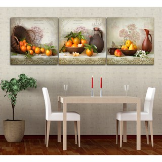 Bộ 3 Tranh Treo Tường Canvas Trái Cây Trang Trí Phòng Ăn - Nhà Bếp 40 x 40 cm x 3 TTT-0483