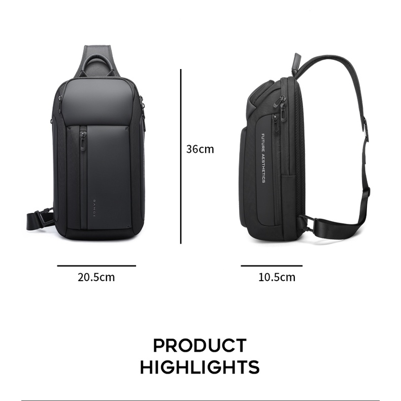 BANGE Túi Đeo Chéo Ngực Cỡ Lớn Bằng Vải Oxford Chống Thấm Nước Thời Trang Cho Nam Và Nữ