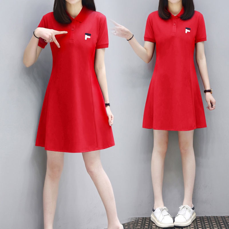 Đầm Thun Cotton Cổ Polo Thêu Họa Tiết Thời Trang Mùa Hè Cho Nữ