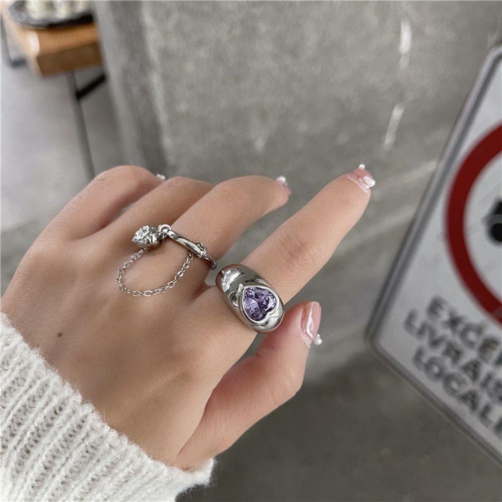 Nhẫn VANES1 Bằng Thép Hình Trái Tim Phối Dây Xích Tua Rua Thời TrangÁo Kiểu Hàn Quốc Thiết Kế Trẻ Trung Cá Tính