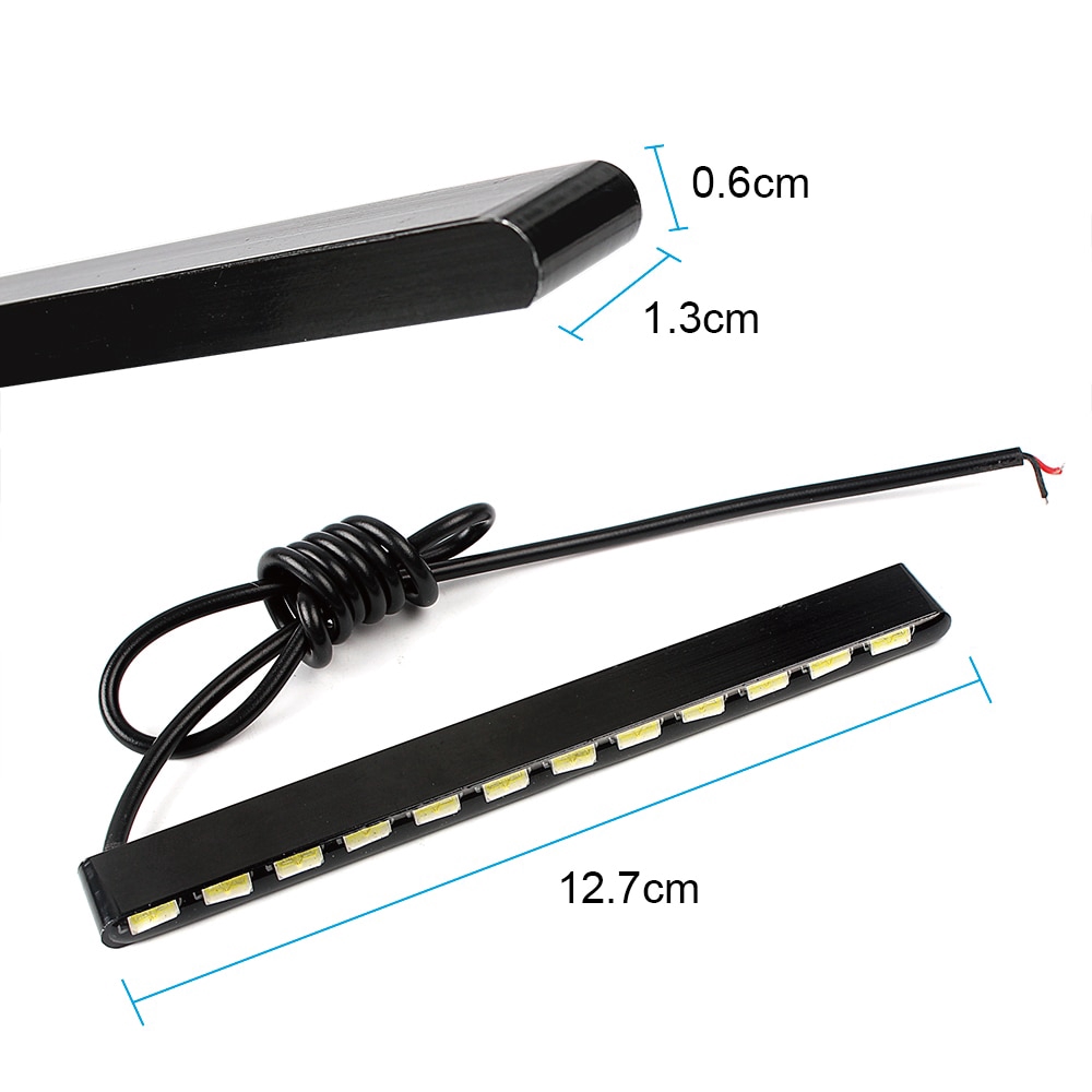 2 Dây Đèn Led 12 Bóng Chip SMD DRL 7030 Tạo Hiệu Ứng Ban Ngày Cho Xe Hơi