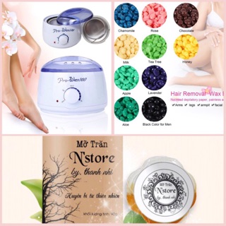 Full bộ wax lông chuyên dụng - Máy nấu + 300gr sáp + mỡ trăn