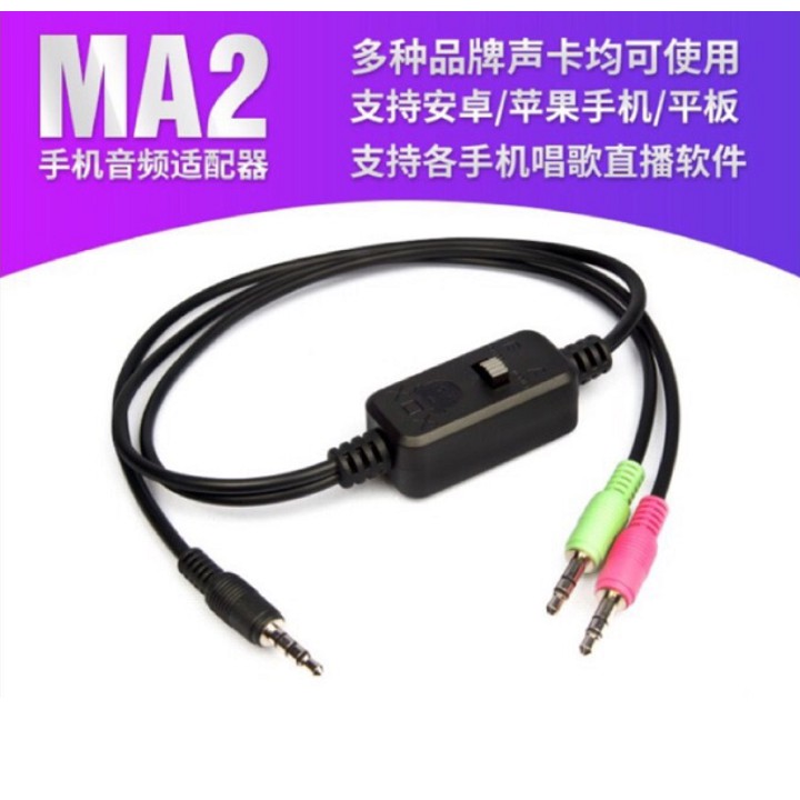 Dây Live Stream 3 Màu XOX MA2 Audio Adapter - Giắc Live Stream Thu Âm Cao Cấp Chính Hãng