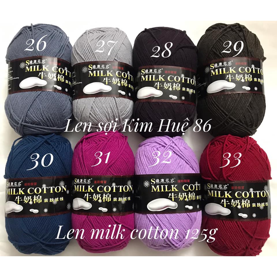 Len milk cotton loại 1 cuộn 125g ( từ màu 41 đến màu 78)