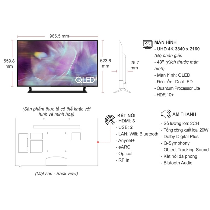 Smart Tivi QLED 4K 43 inch Samsung 43Q60A 2021 - Điện máy Kho rẻ
