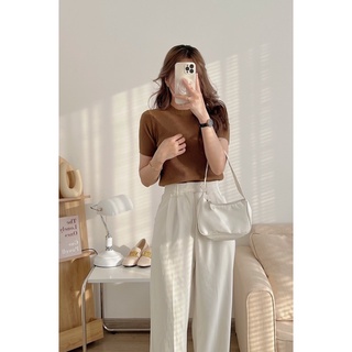 Áo len đũa cổ tròn cộc tay basic