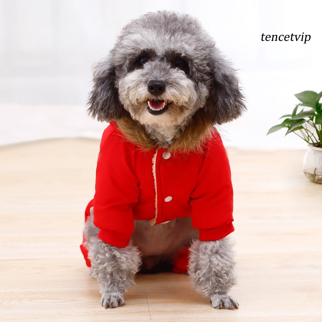 [Vip]Dog Clothes Toggle Horn Faux Fleece Lining Jacket Pet Winter Coat