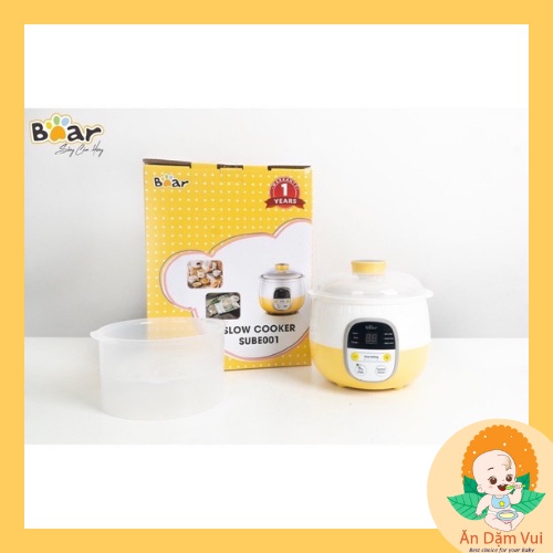 Nồi nấu cháo chậm Bear 0,8l quốc tế, nồi ninh hầm cách thủy, chưng yến cho bé ăn dặm SAMI KIDS