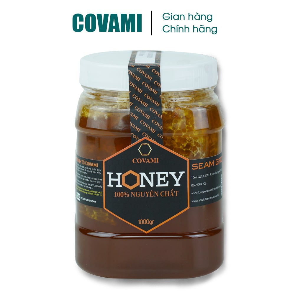 Mật ong bánh tổ nguyên sáp nguyên chất chuẩn xuất khẩu thương hiệu COVAMI 1KG