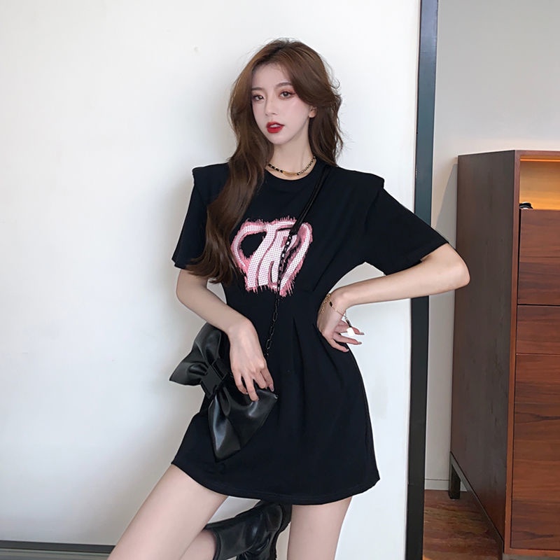 Đầm COZOKC ngắn tay ôm eo in họa tiết xinh xắn dành cho nữ