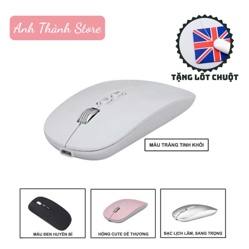 Chuột không dây, sạc pin, không gây tiếng ồn,chuyên dùng cho Máy tính, pc, Laptop, mac