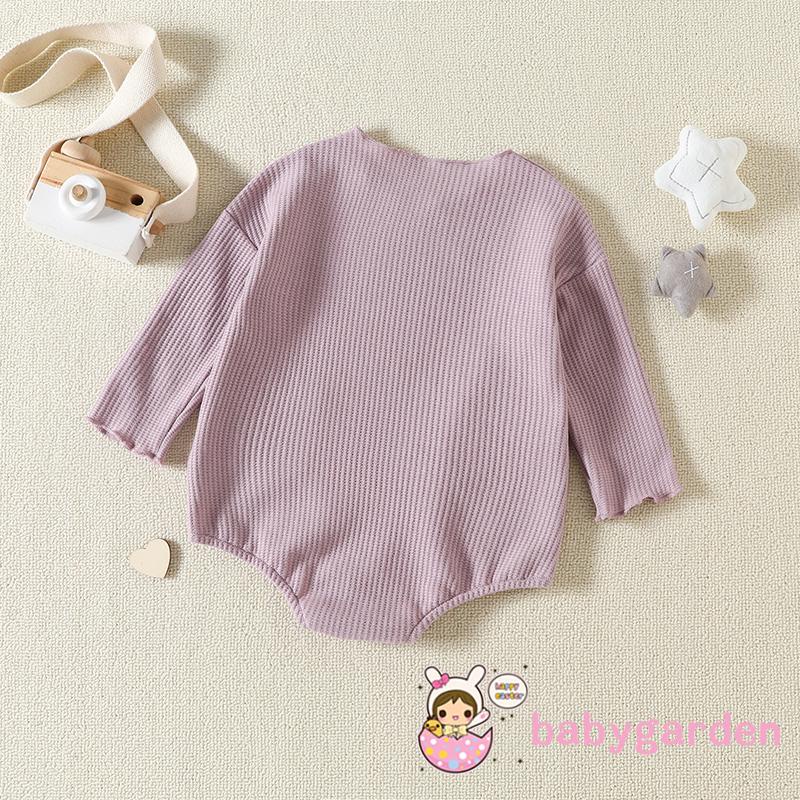 Bộ Áo Liền Quần Dệt Kim Tay Dài Cổ Tròn Màu Trơn Cho Bé 0-24 Tháng Tuổi