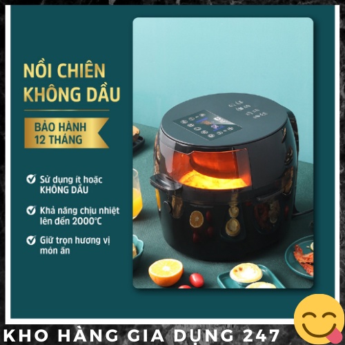 Nồi chiên không dầu 8 Lít Cảm Ứng Điện Tử - Núm Vặn Cơ Công Suất Lớn Đa Chức Năng - Món ngon tốt cho sức khỏe