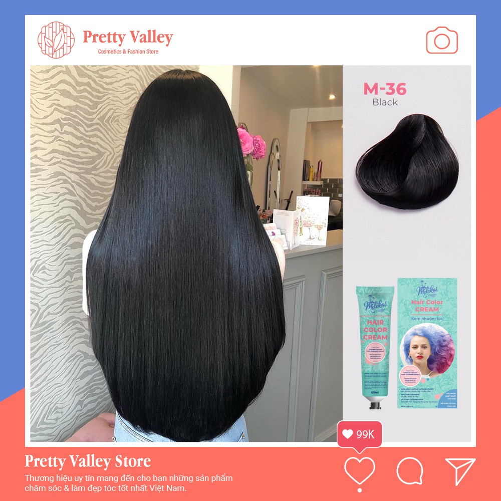Thuốc nhuộm tóc đen tuyền Molokai 60ml M36 - Pretty Valley Store
